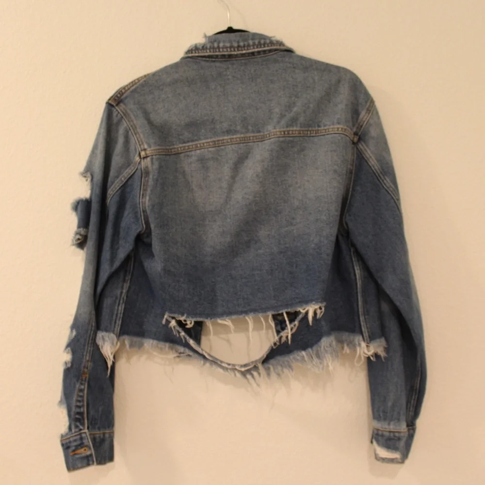 Hidden Ripped Jean Jacket - Picture 4 of 6
